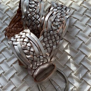 Silver Leather braided belt... Large